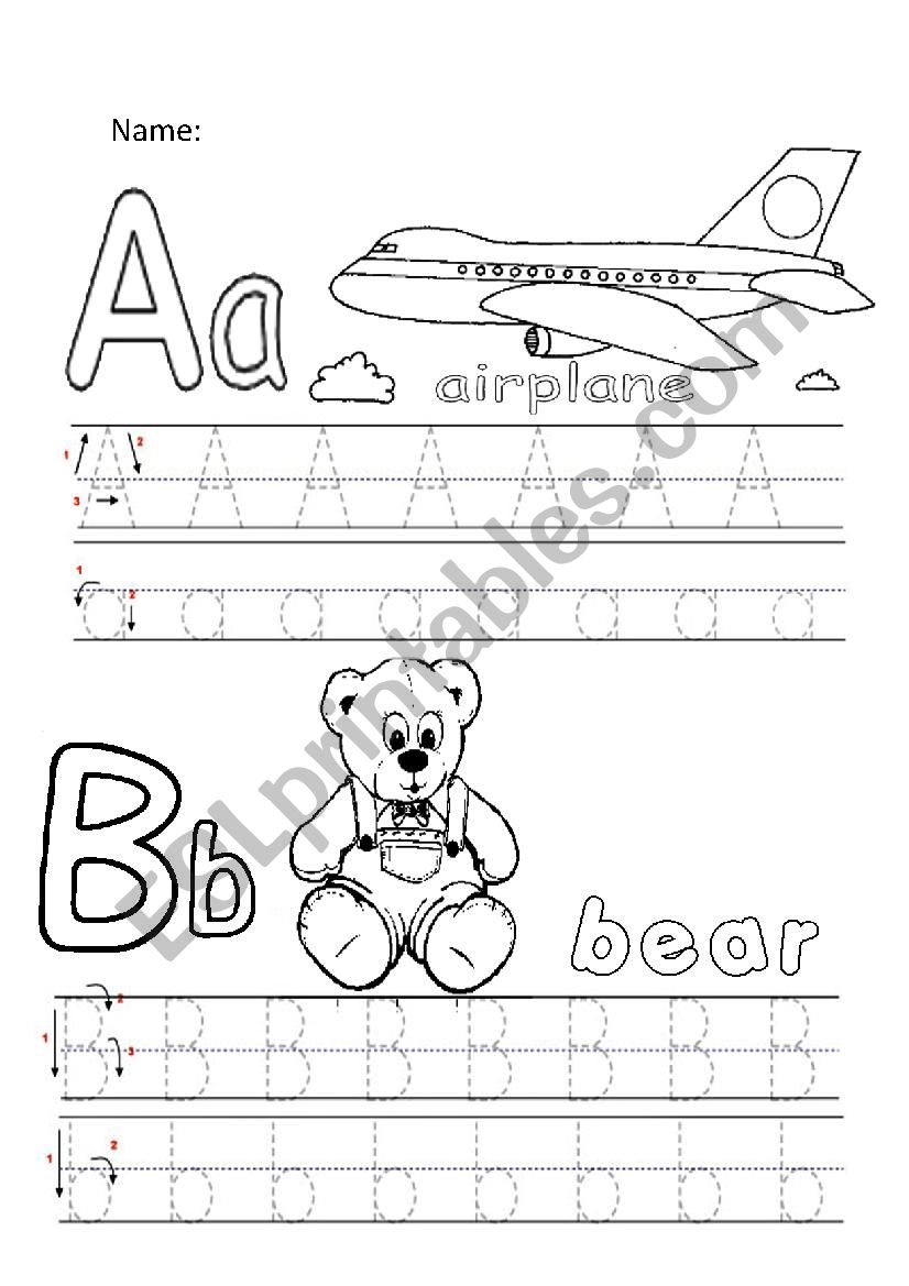 Letters A and B worksheet