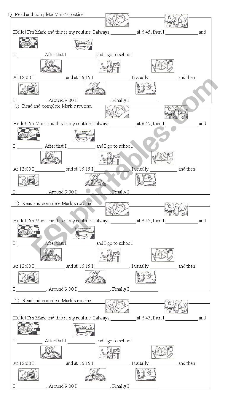 Marks routine worksheet