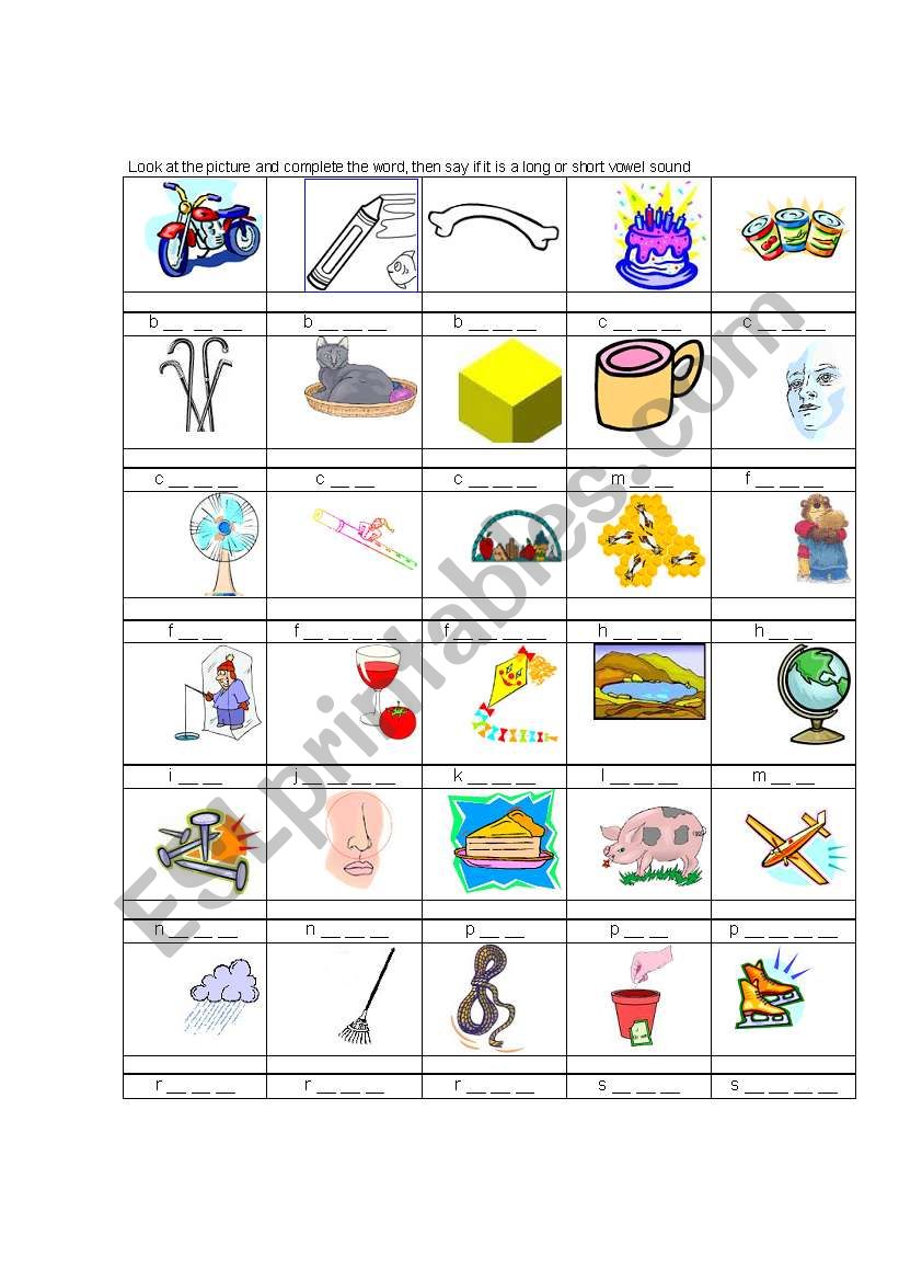 long & sort vowel sound worksheet