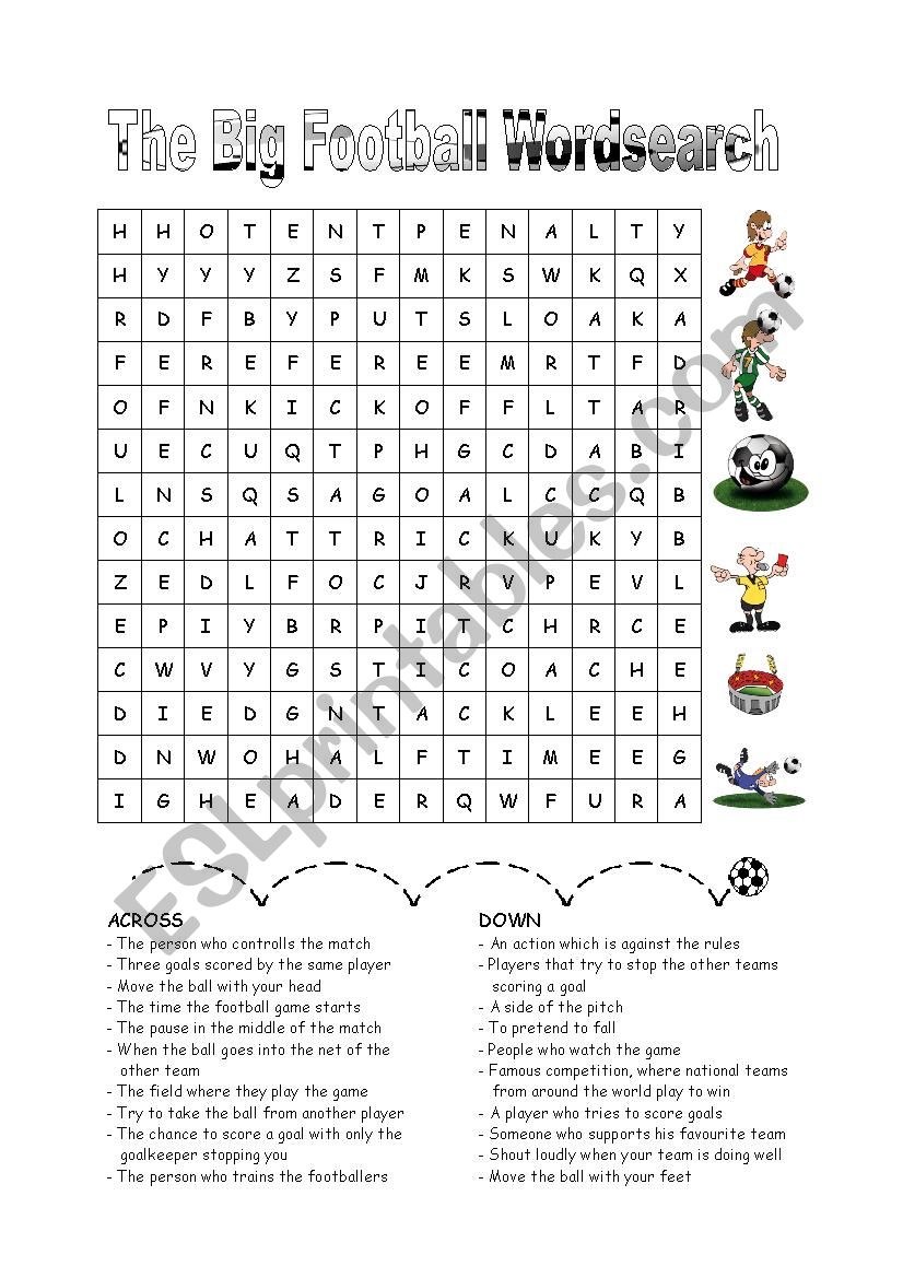 The Big Football Wordsearch worksheet