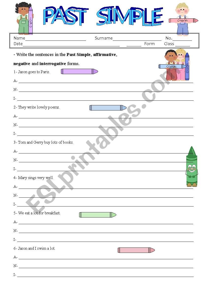 PAST SIMPLE - All forms worksheet