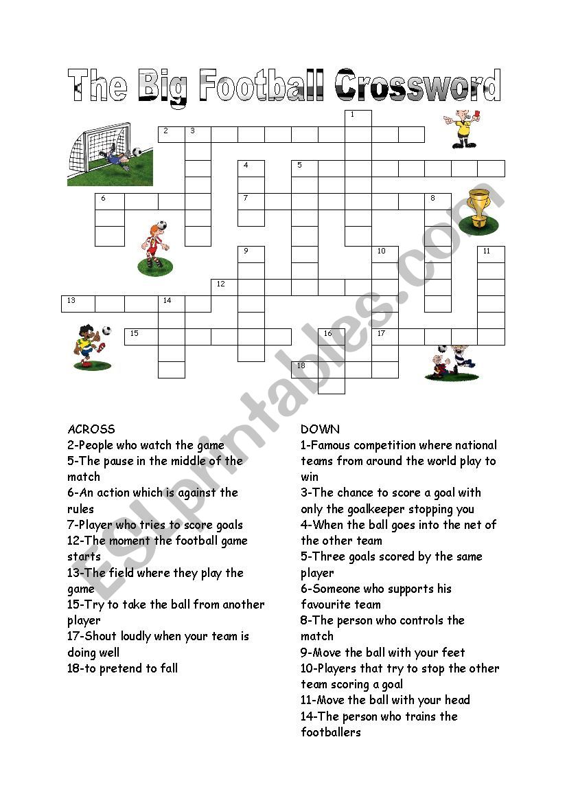 The Big Football Crossword worksheet