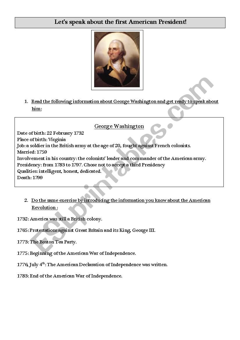 George Washington worksheet