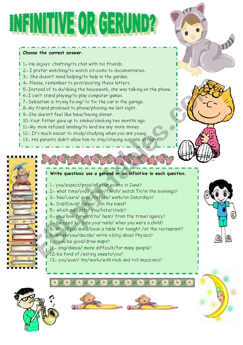 INFINITIVE OR GERUND worksheet