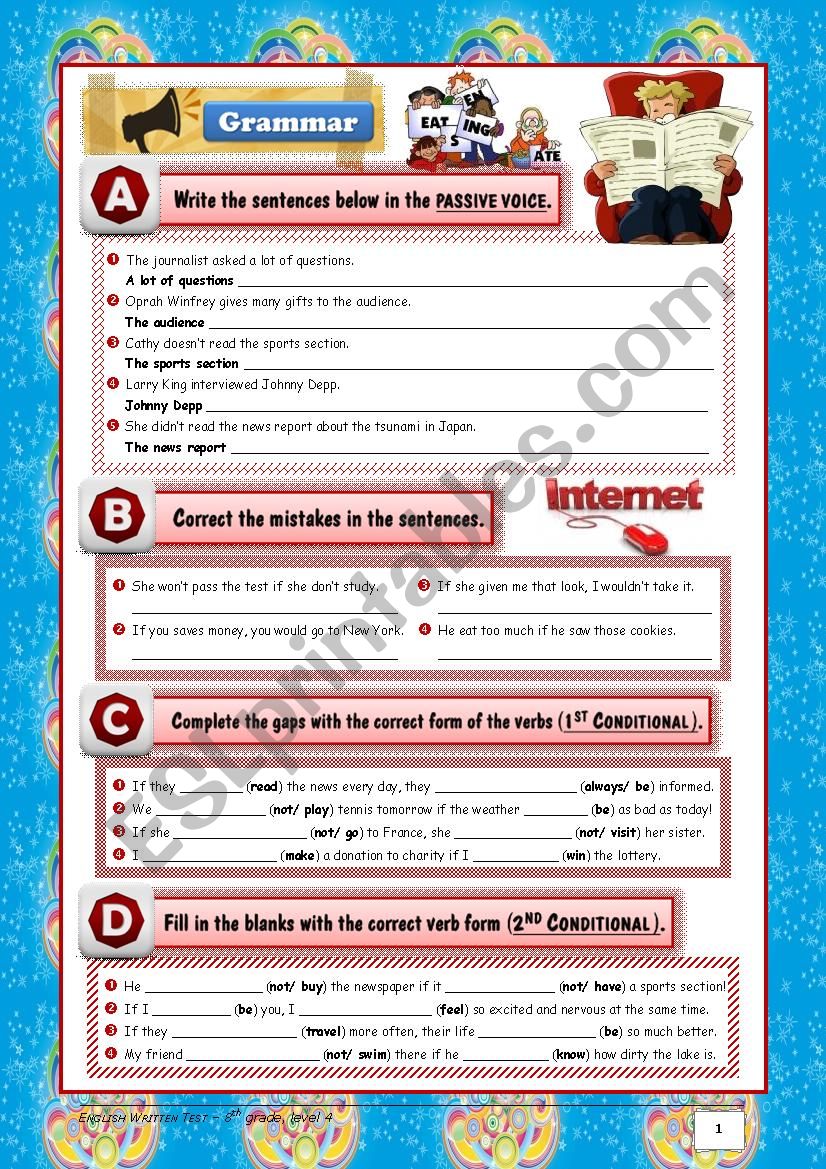 TEST Mass Media+Money+Conditionals (8th grade) + correction 3/3