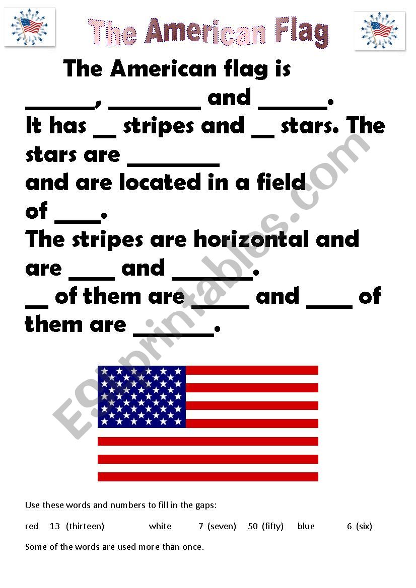 The American Flag worksheet