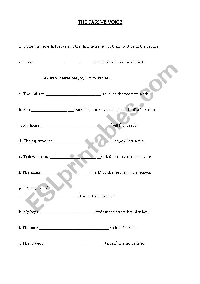 The Passive Voice Exercises worksheet