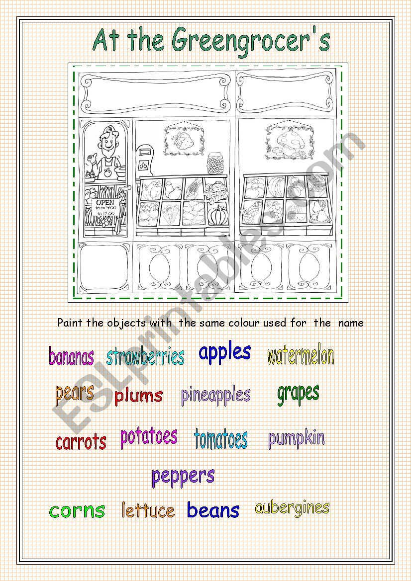 At the greengrocers worksheet