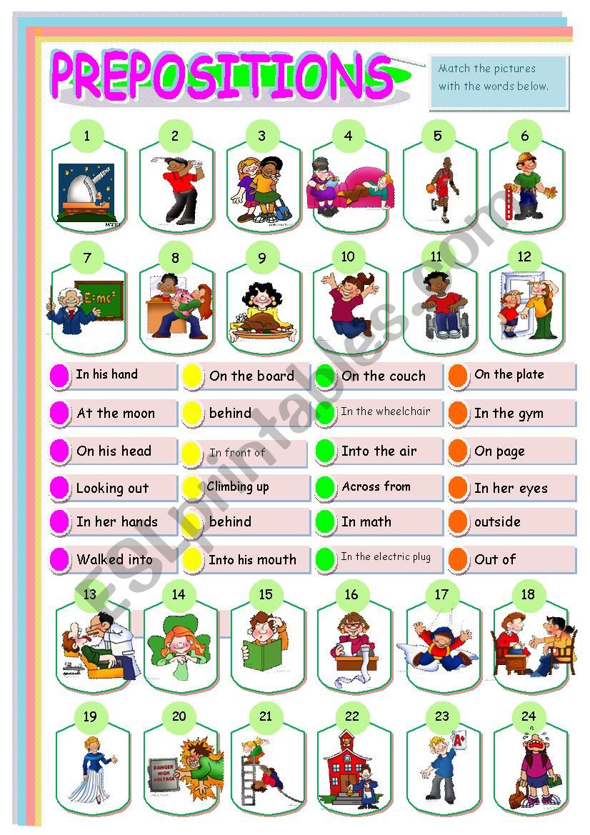 PREPOSITIONS WITH ANSWER KEY worksheet