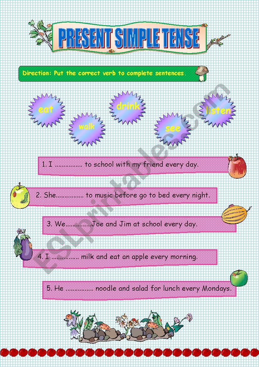 present simple tense worksheet