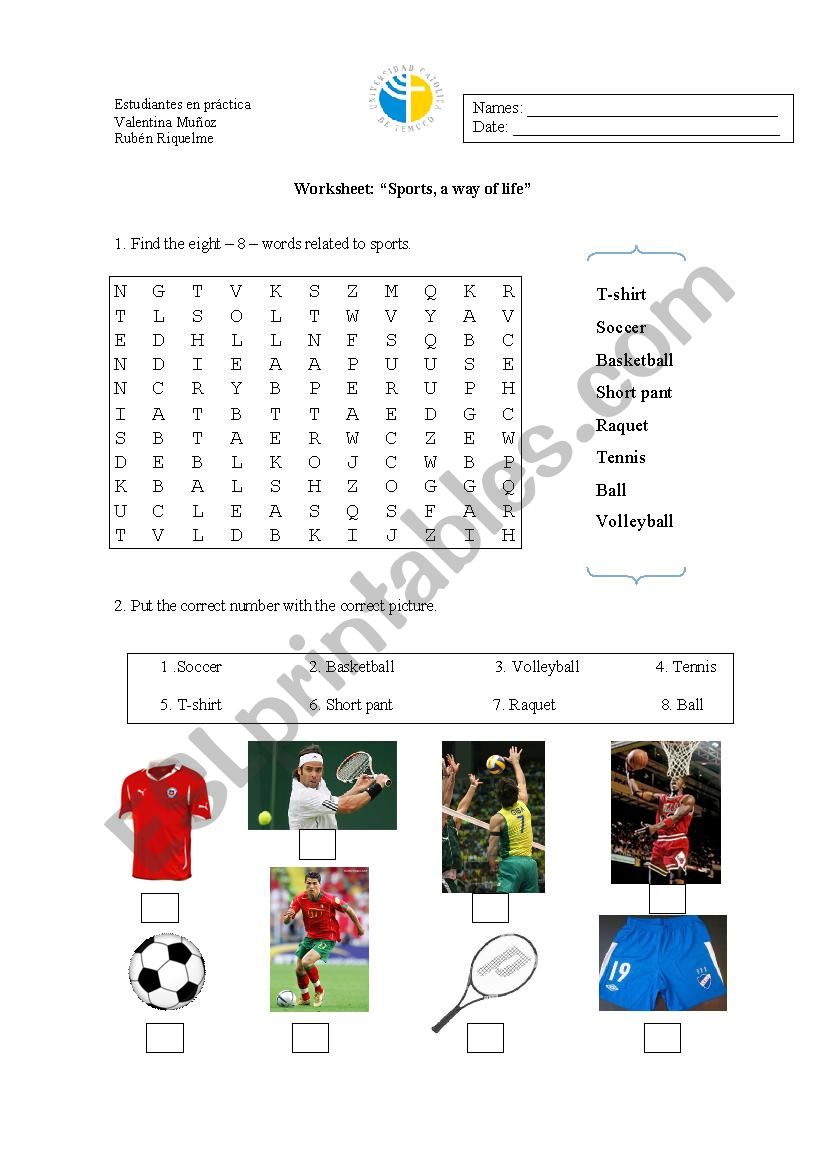 Sports worksheet