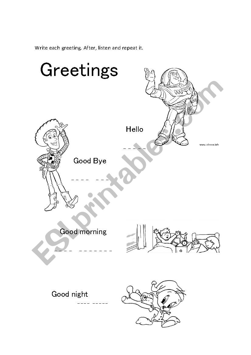 GREETINGS worksheet