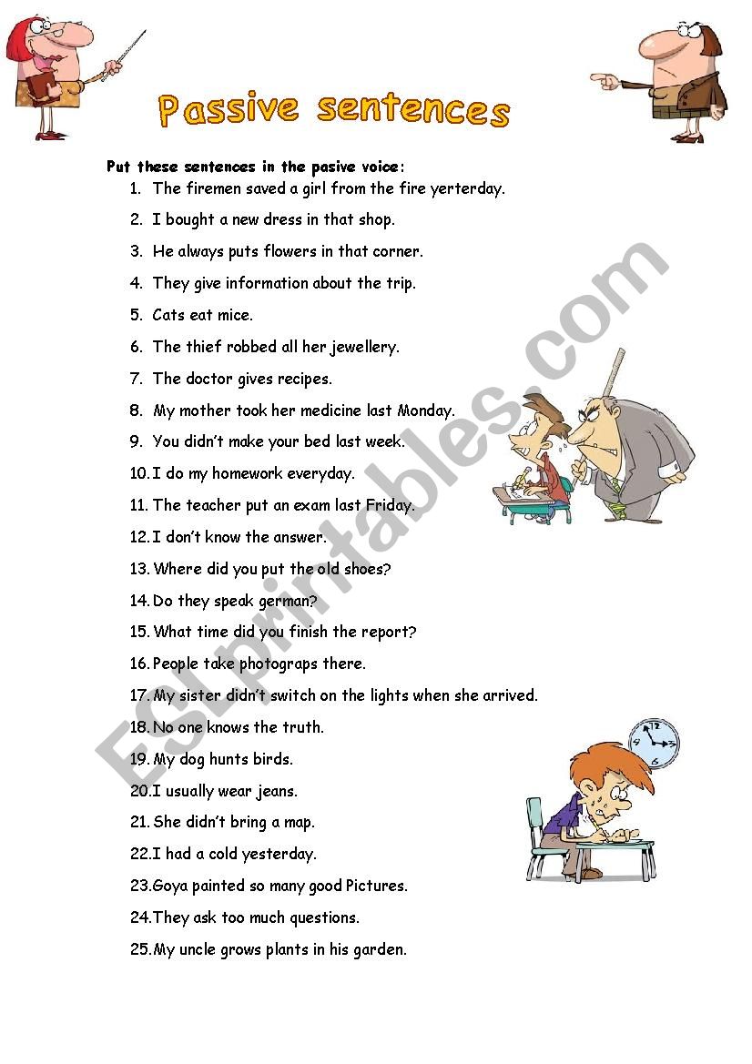 The Passive Present And Past Simple English Esl Worksheets For | My XXX