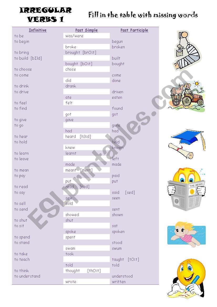 IRREGULAR VERBS 1 worksheet