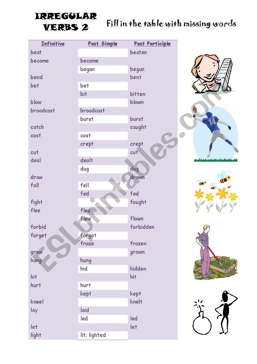 IRREGULAR VERBS 2 worksheet