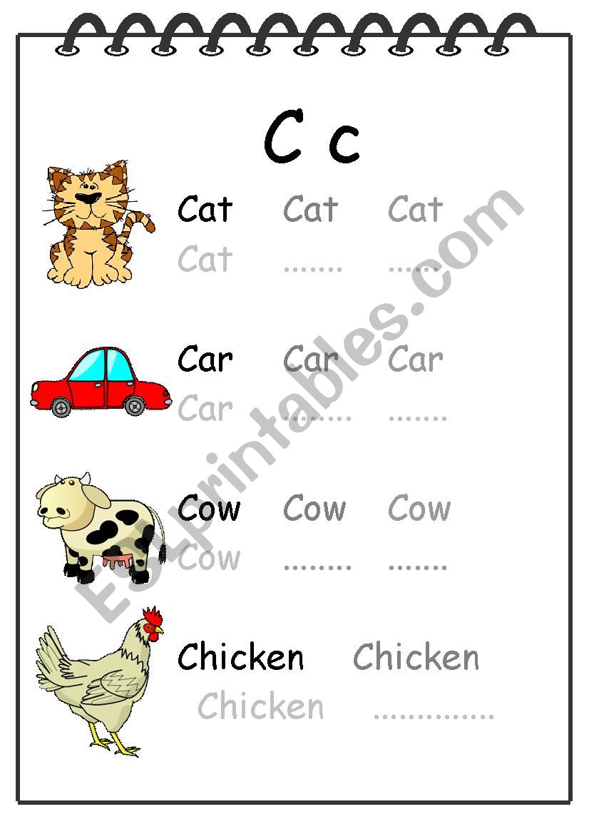 Alphabet Writing Worksheet C worksheet