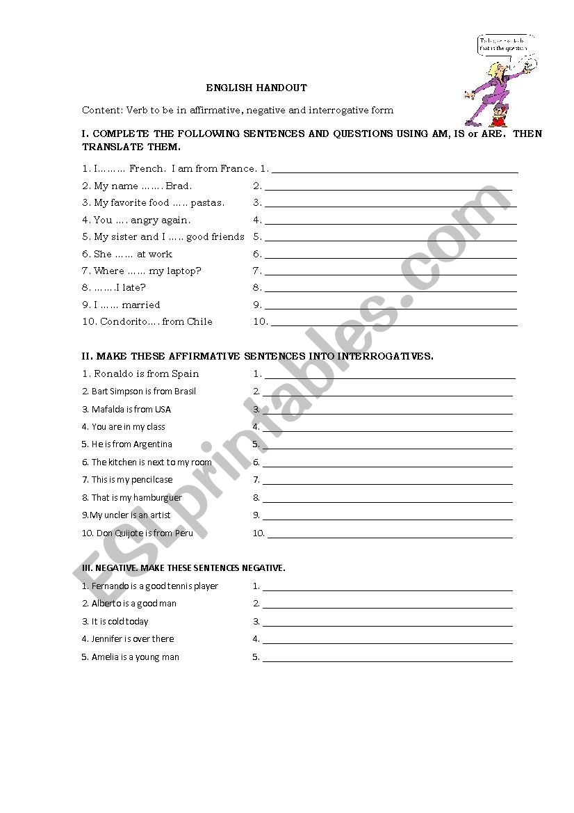 VERB TO BE worksheet