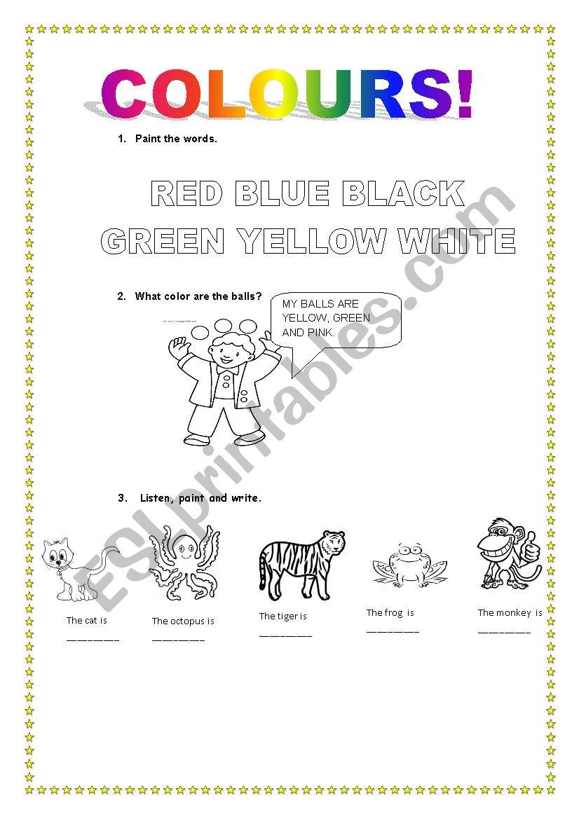 COLOURS worksheet