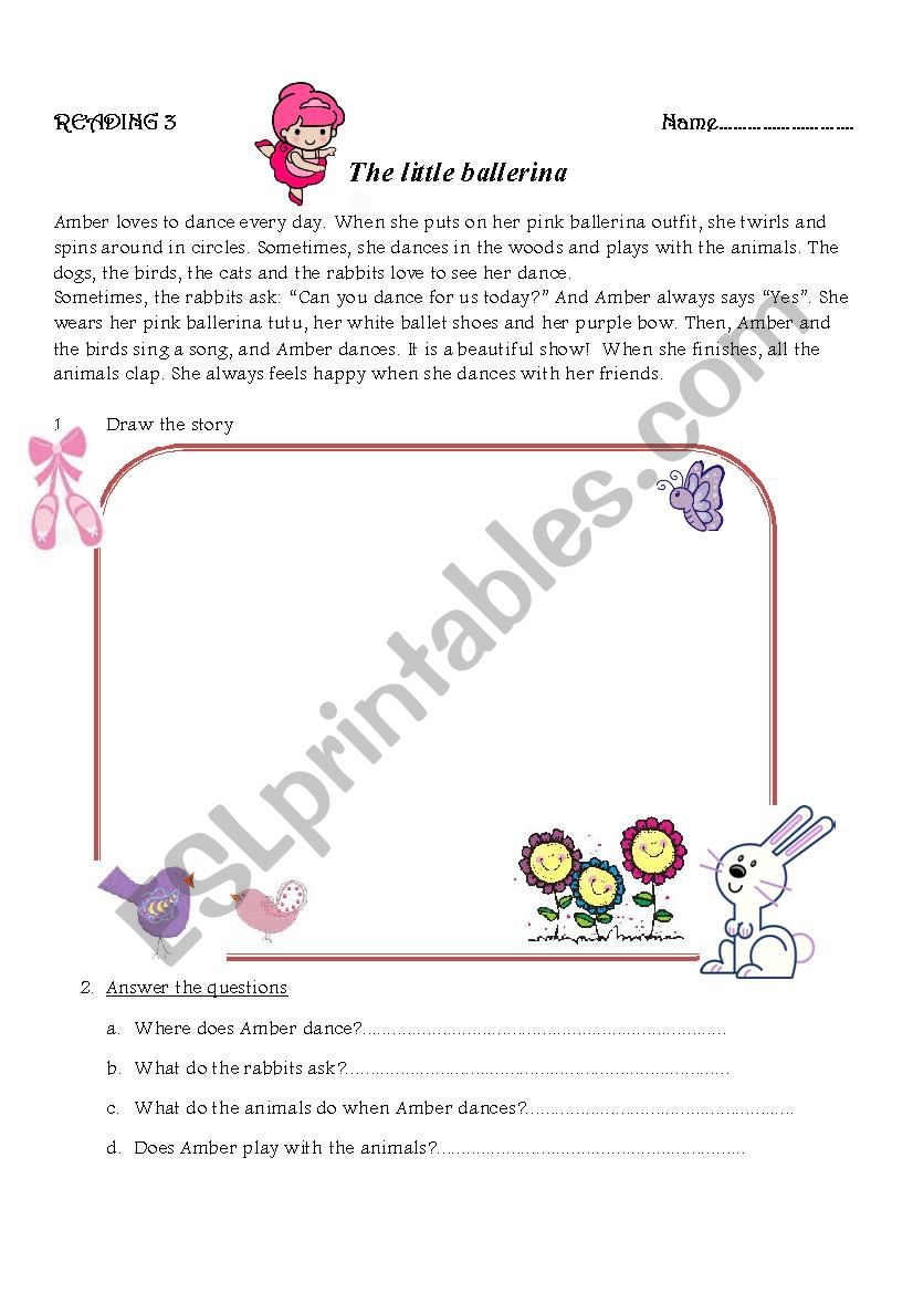 Reading the little ballerina worksheet