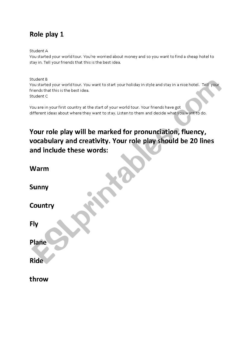 Weather Role Plays worksheet