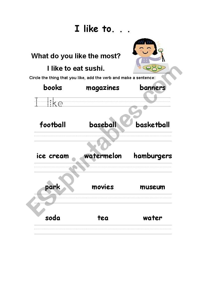 I like to worksheet