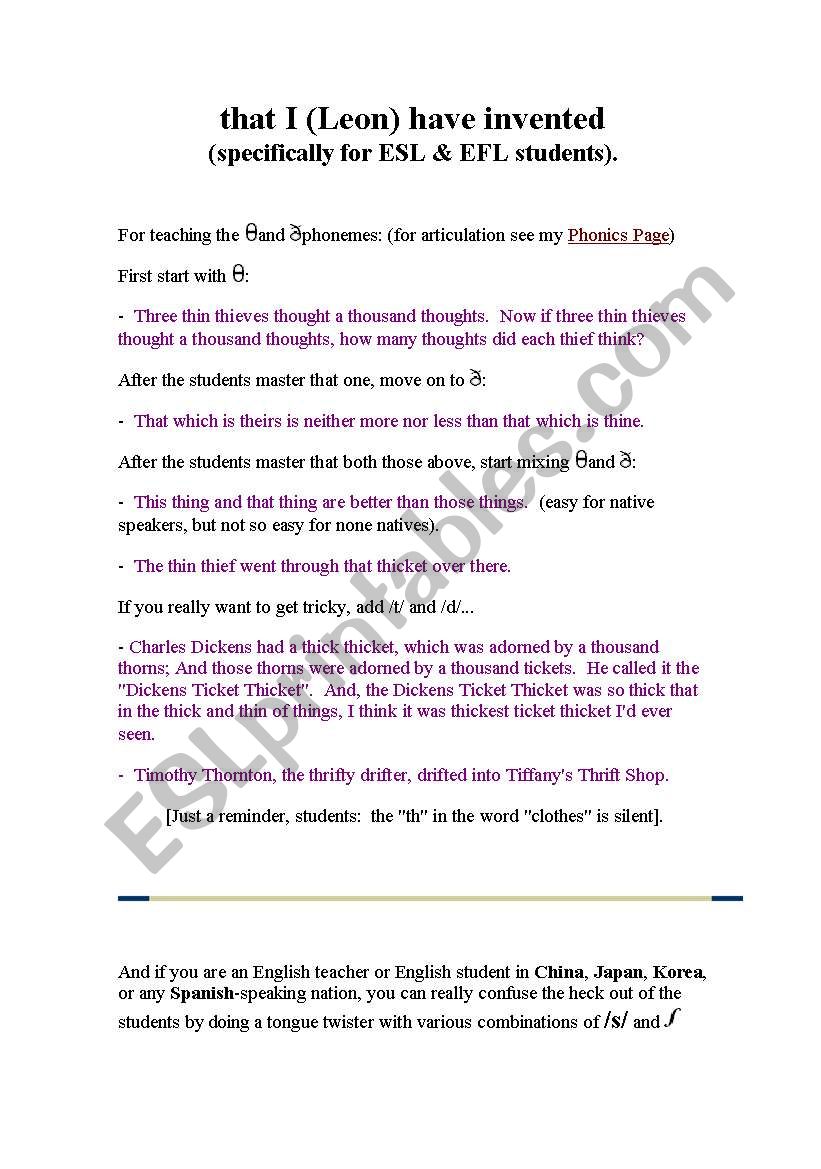 tongue twister worksheet