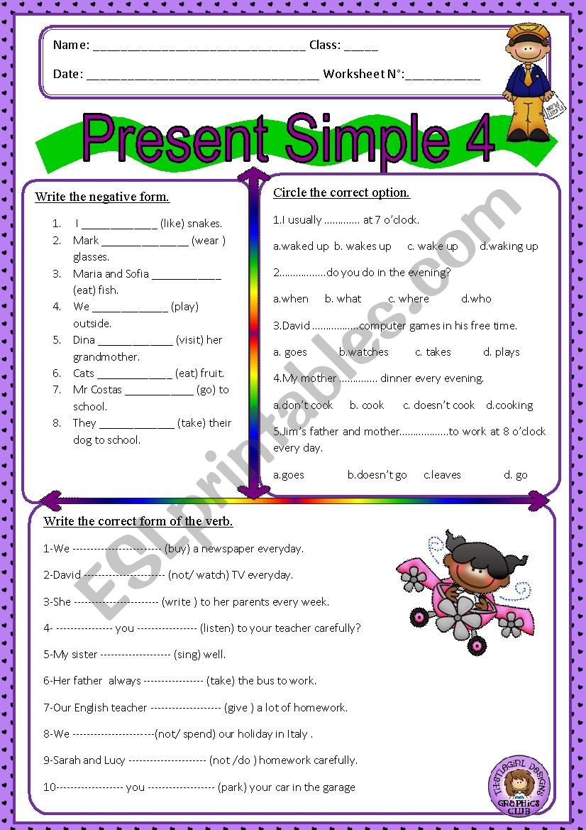 Present SImple 4 worksheet