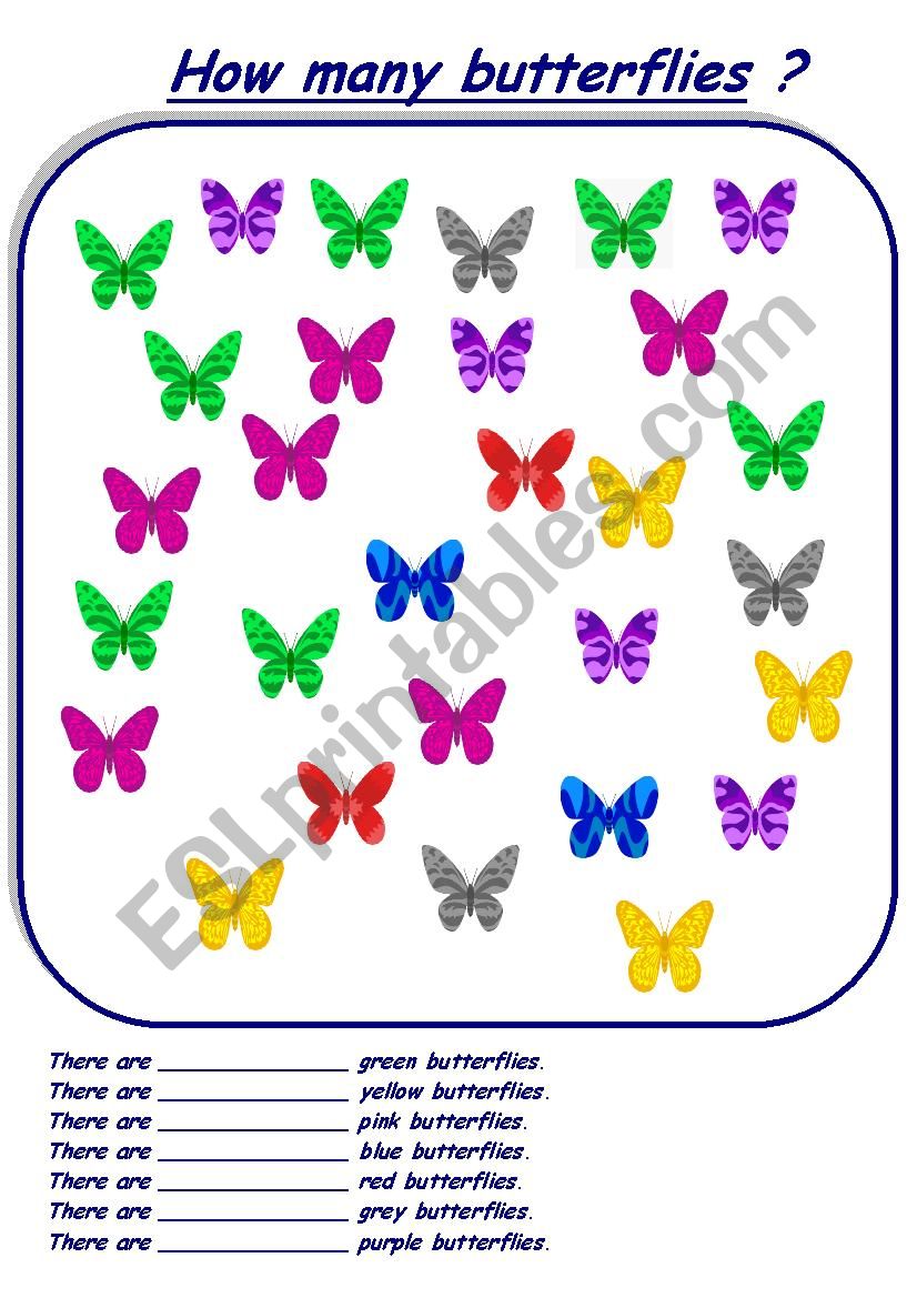 colourful butterflies counting