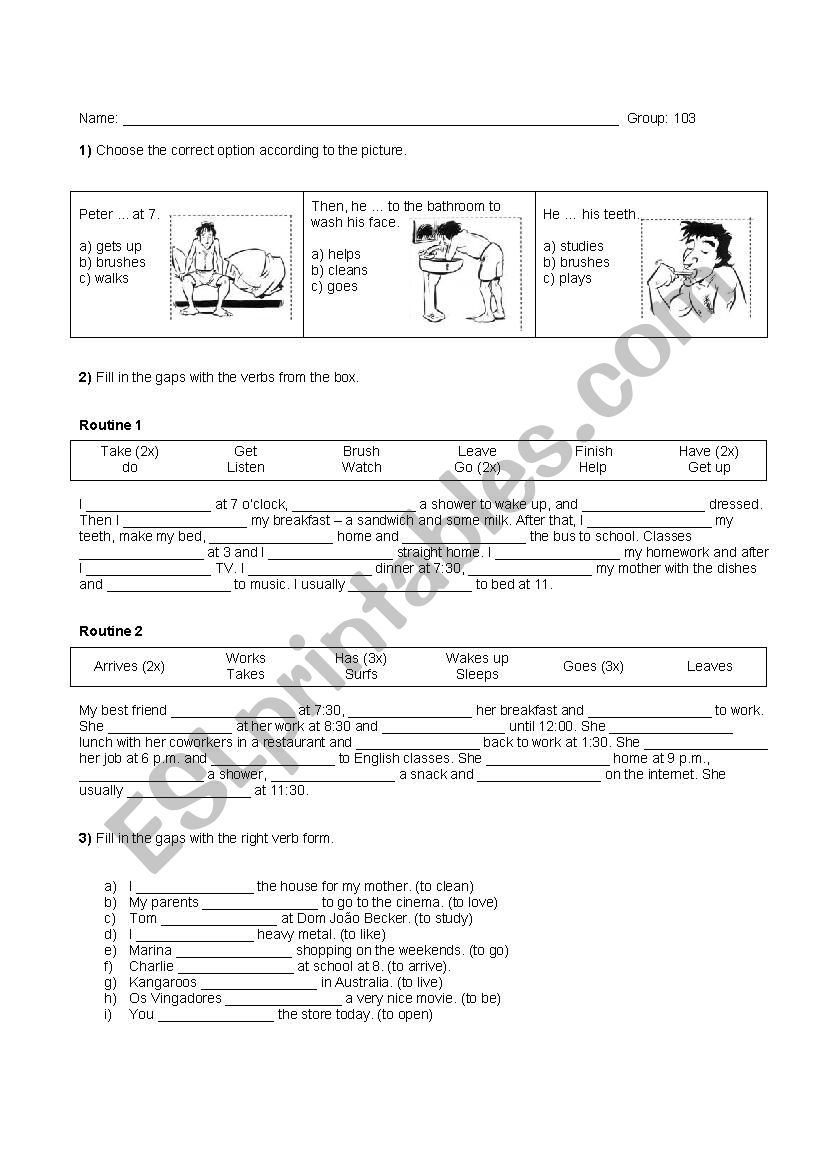 Simple Present - Affirmative exercises