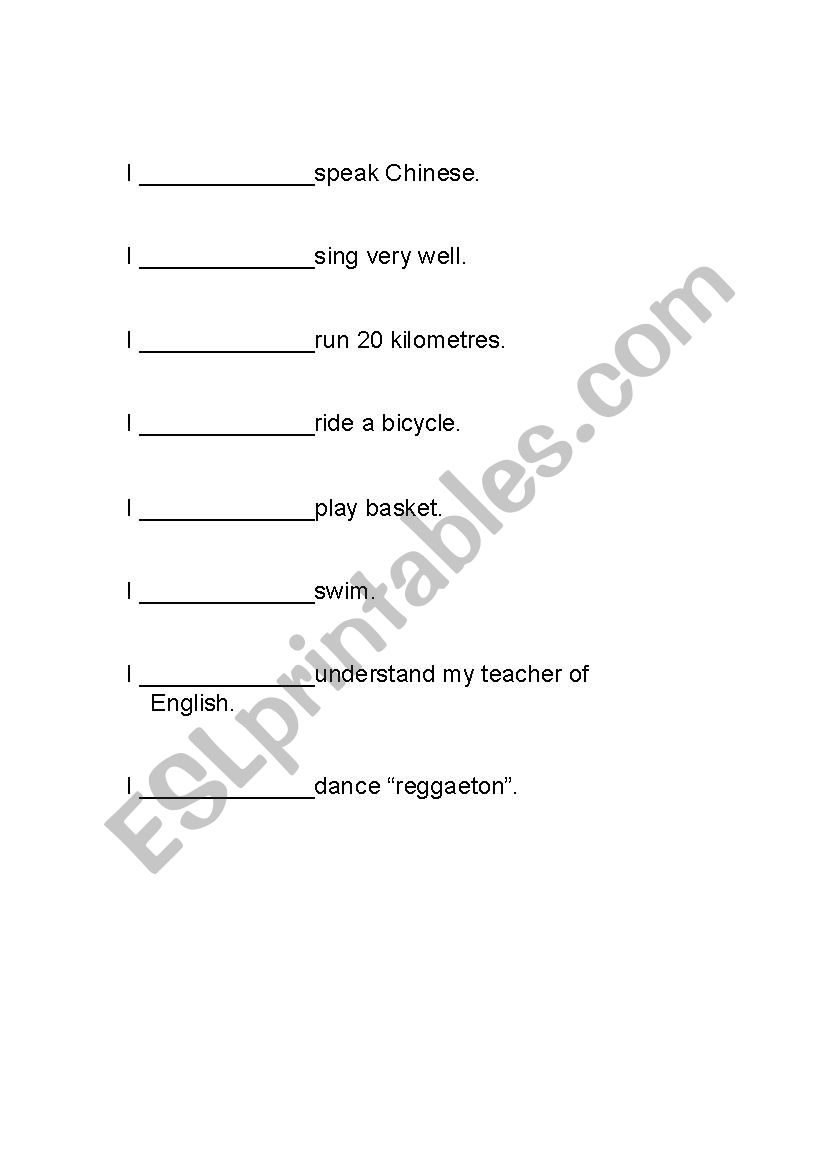 Can-Cannot and Past Tense Worksheet