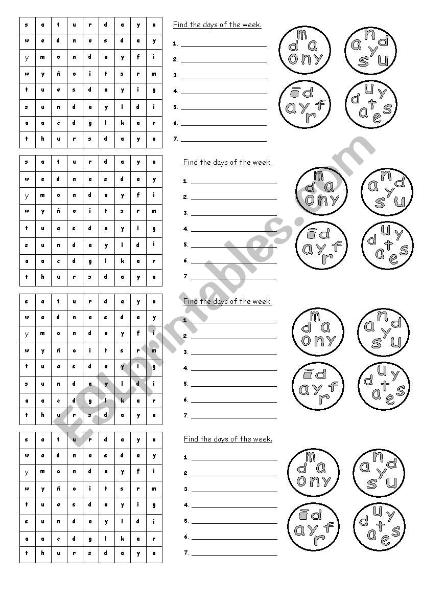 Days of the Week worksheet