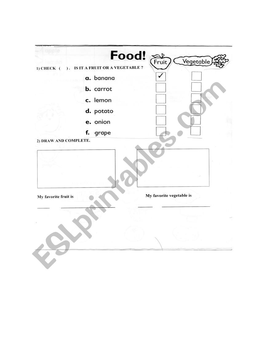 Fruit and Vegetable worksheet