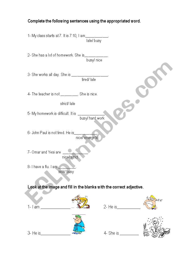 ADJECTIVES worksheet