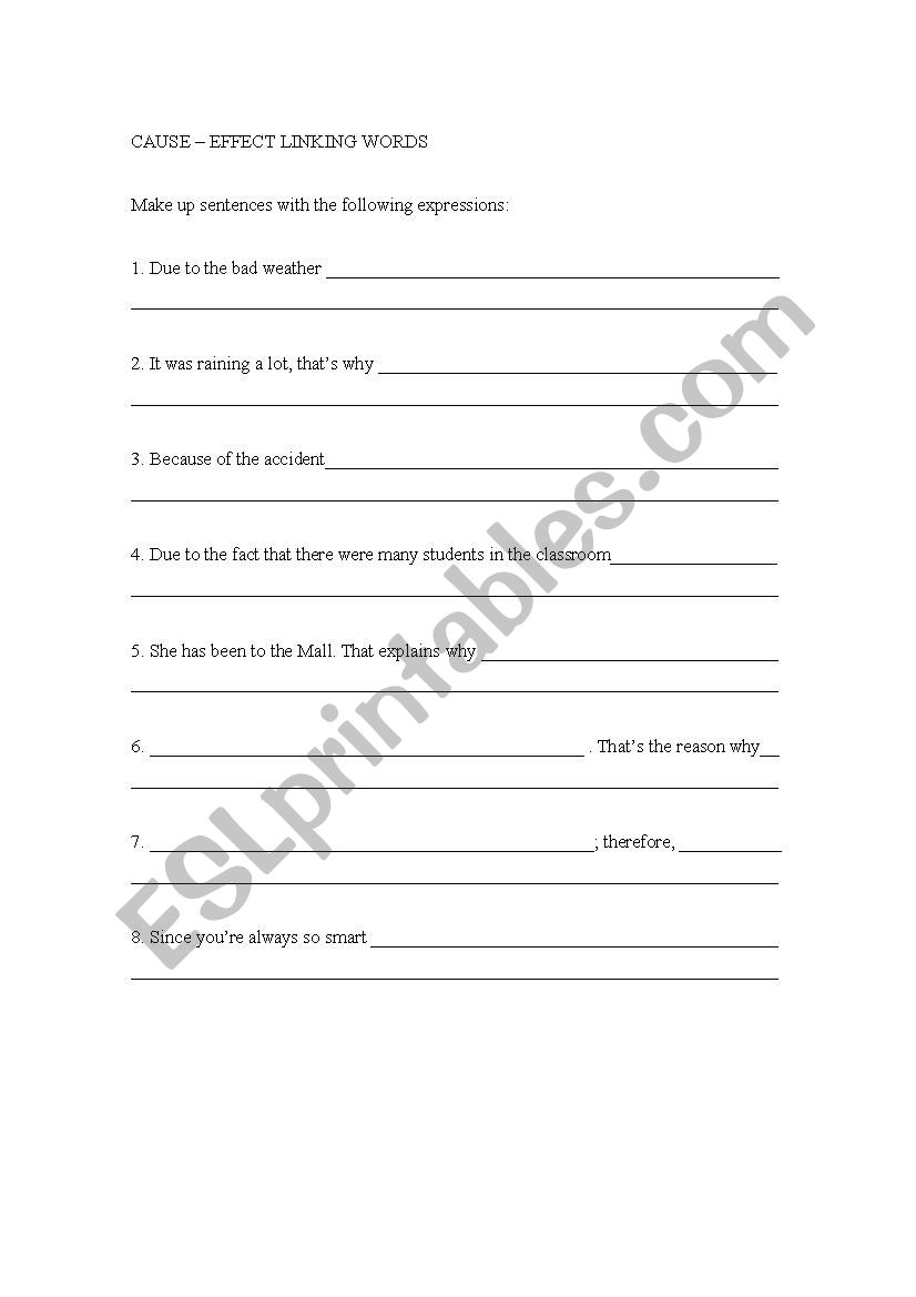 Linking words worksheet