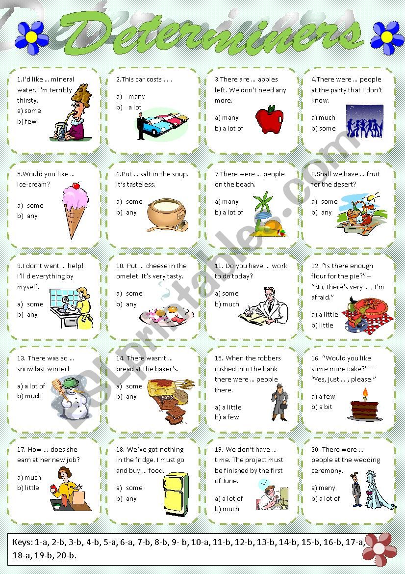 Determiners worksheet