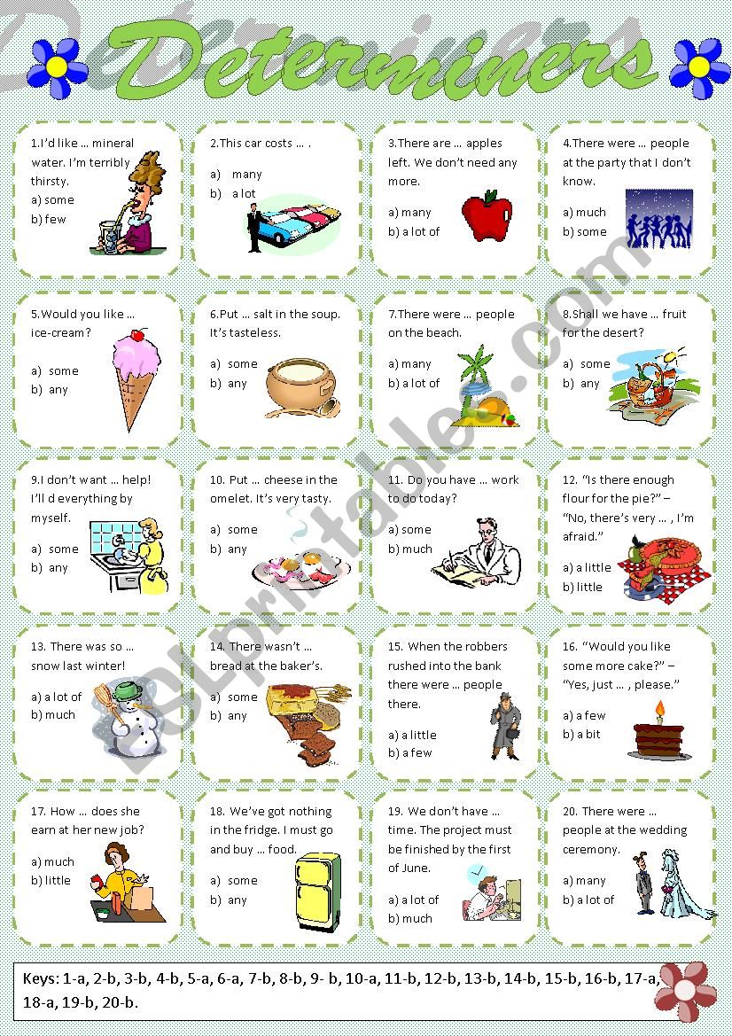 Determiners worksheet