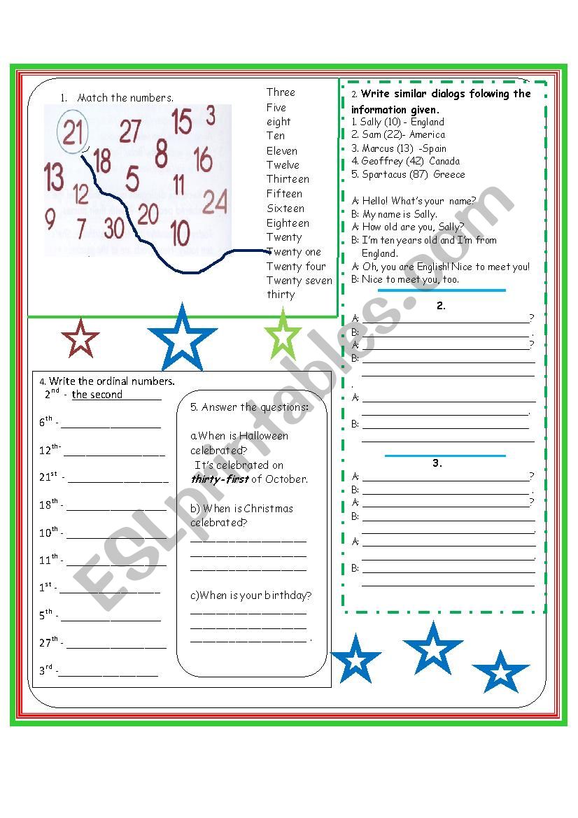 Numbers  worksheet