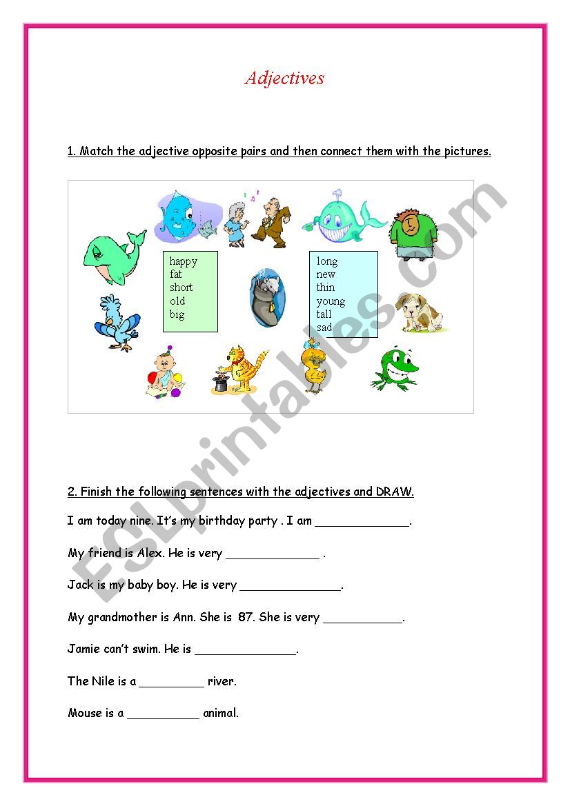 Adjectives worksheet