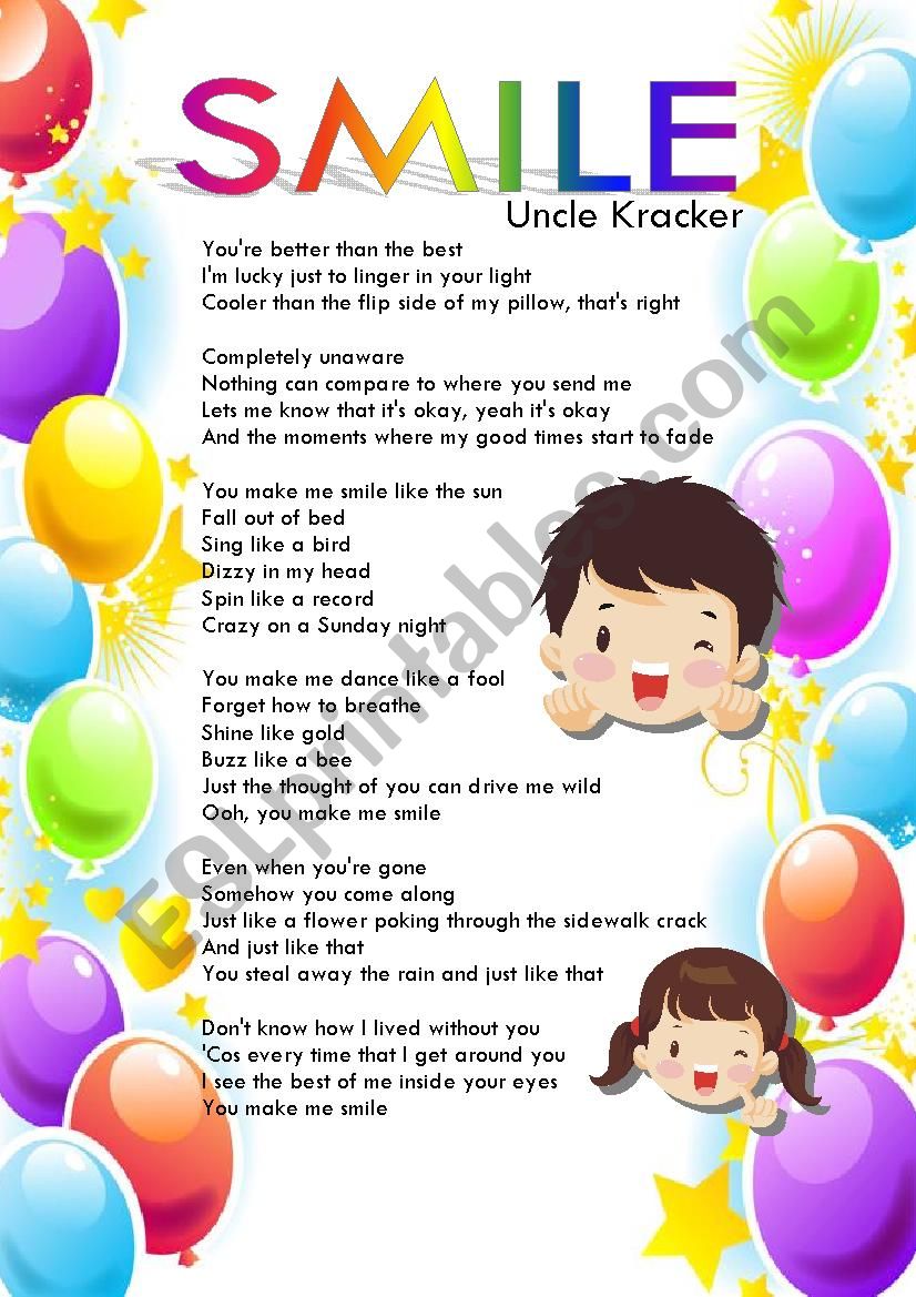 Uncle Kracker - Smile worksheet