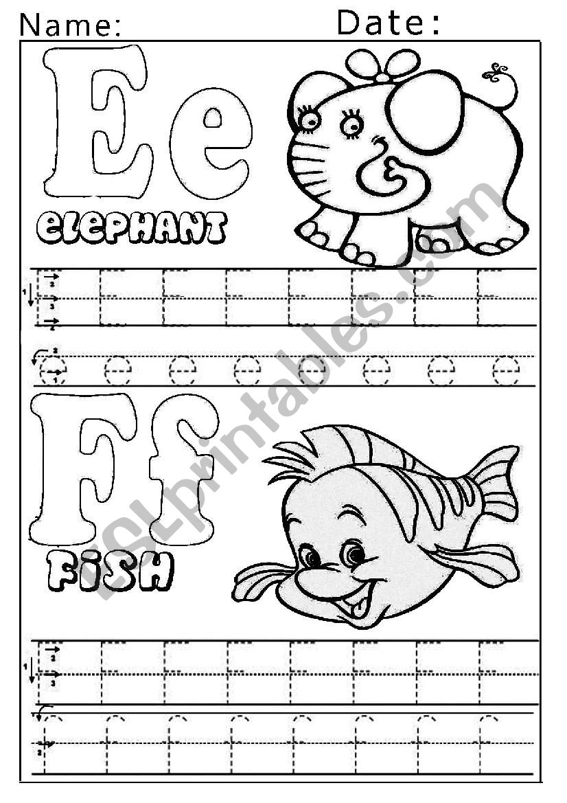 E and F worksheet