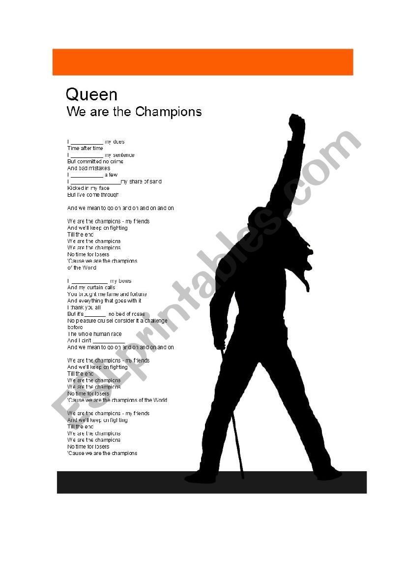 We are the champions worksheet
