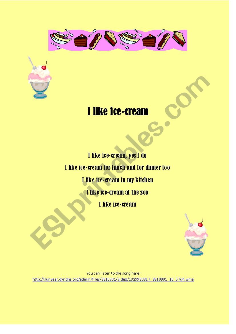 I lke ice-cream worksheet