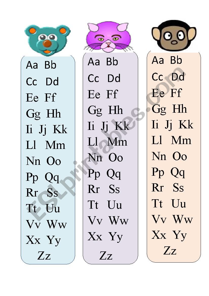 abc bookmark worksheet