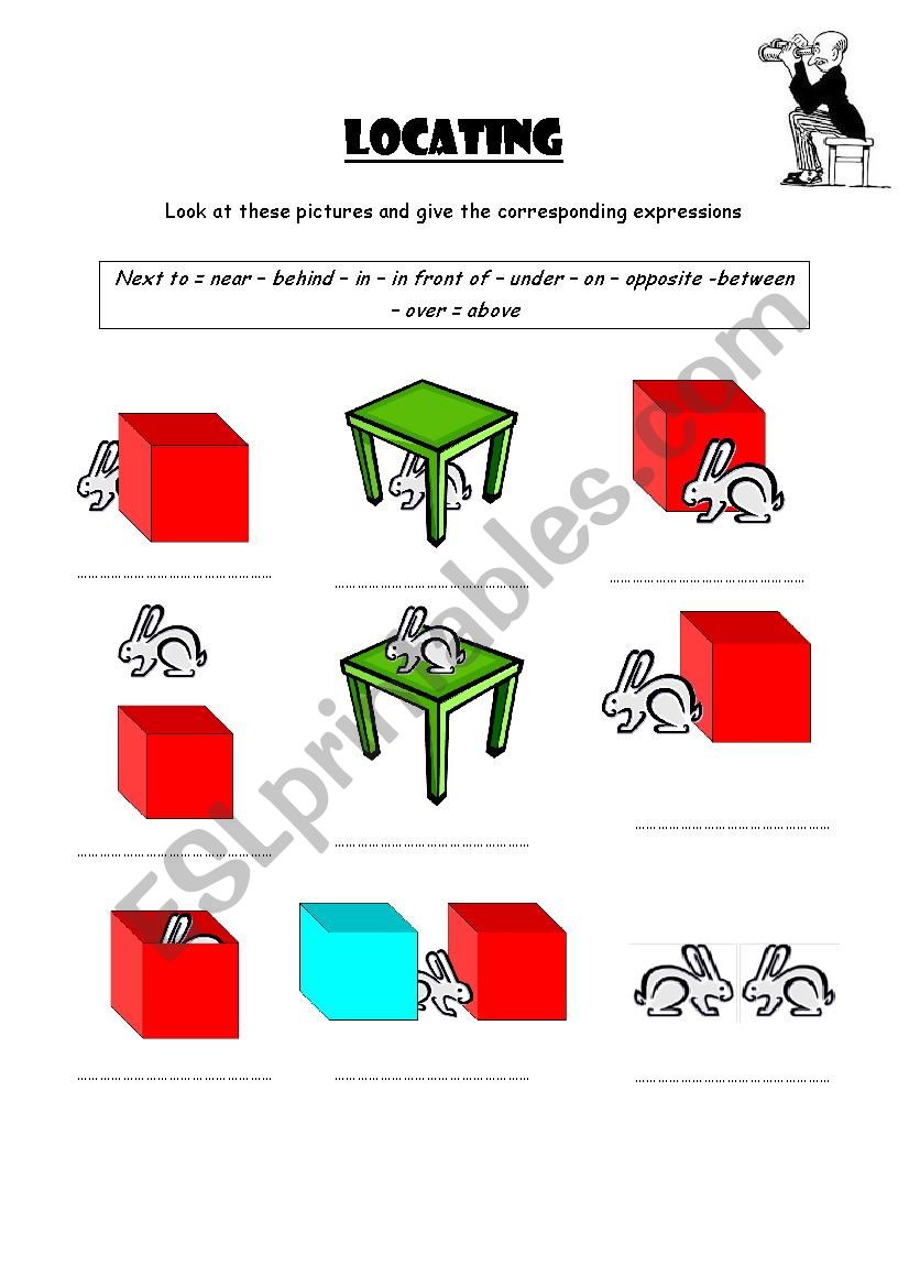 Locate - prepositions worksheet