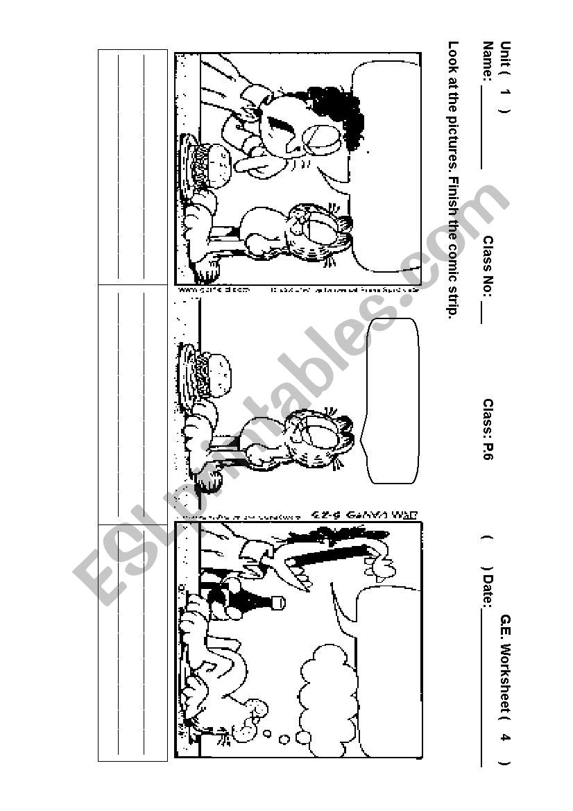 writing comic strip worksheet