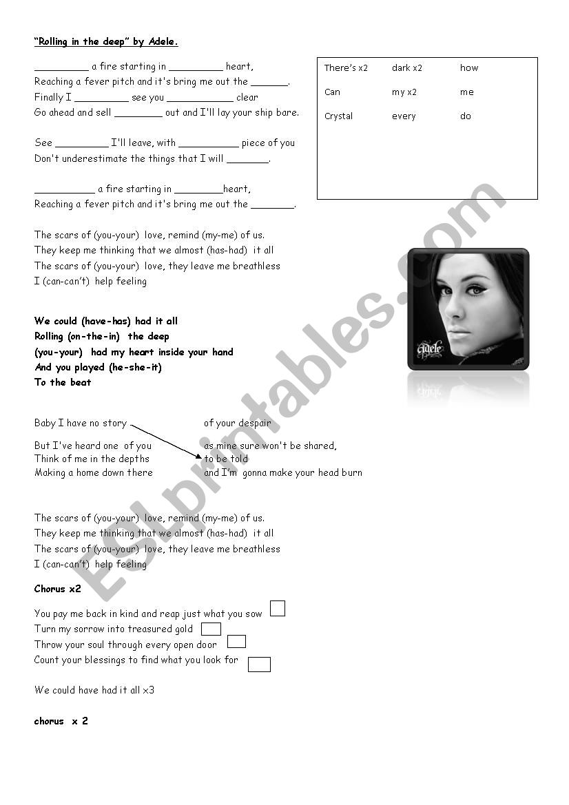 Rolling in the deep-Adele worksheet