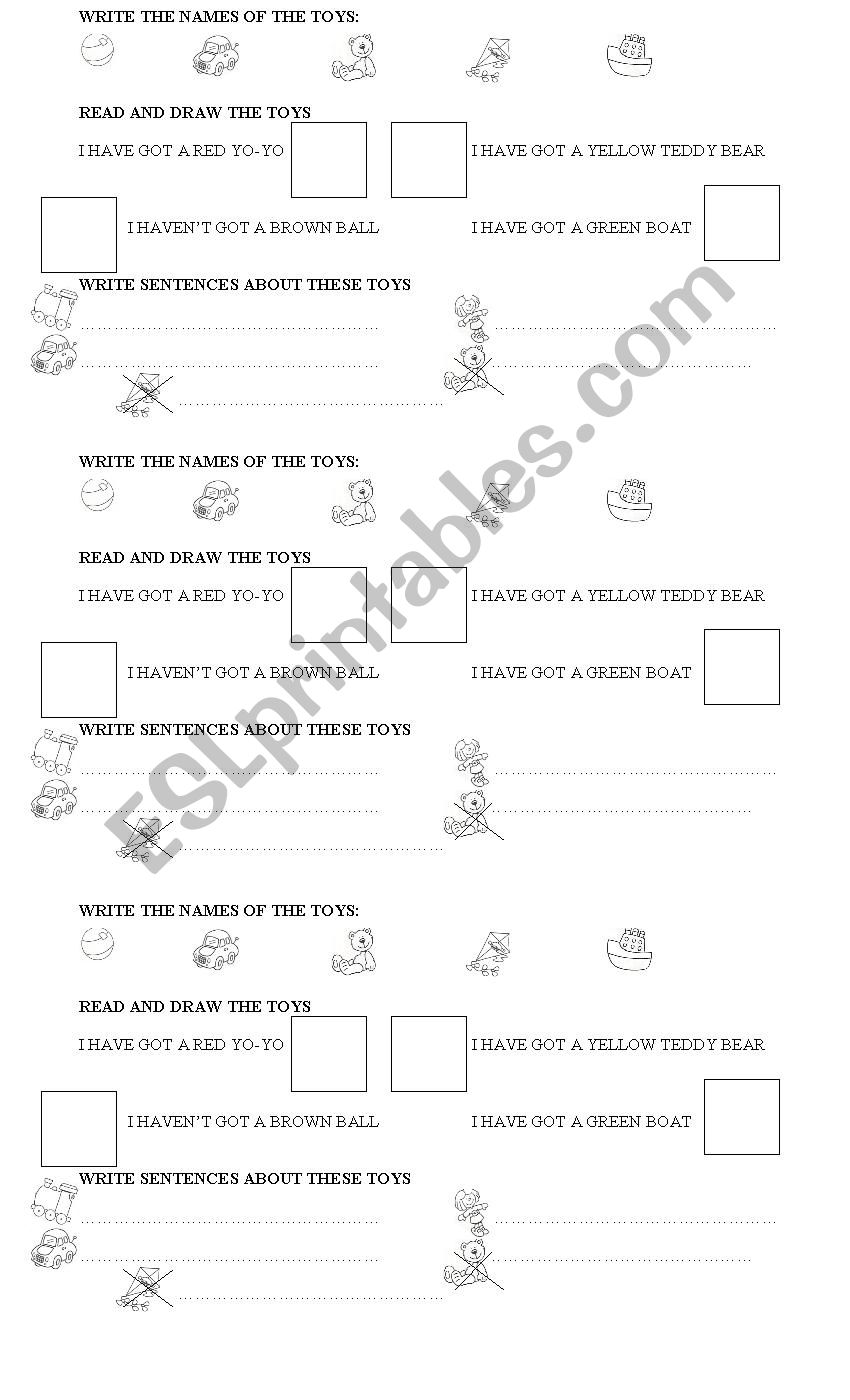 Toys (vocabulary + have got) - Simple test