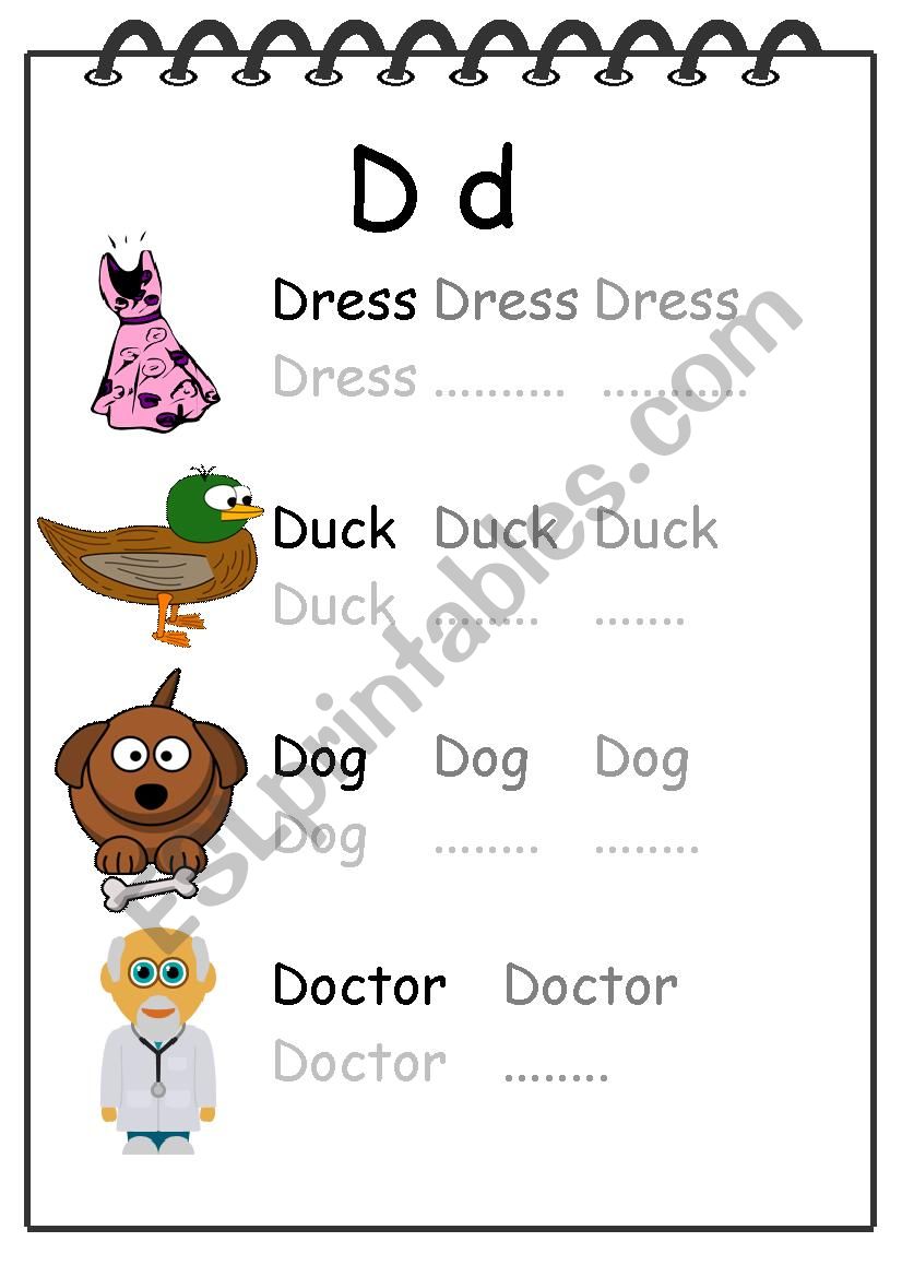 Alphabet Writing Worksheet D worksheet