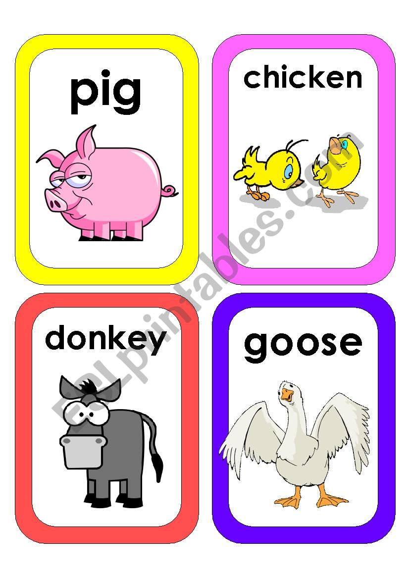 Farm Animals Flash Cards #2 worksheet