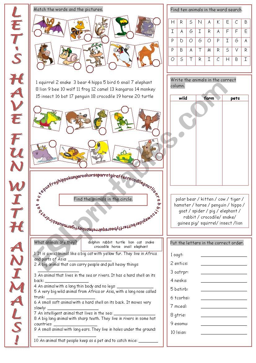 LetÂ´s Have Fun With Animals! worksheet